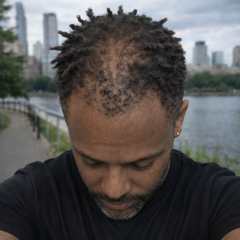 Curly hair crown view